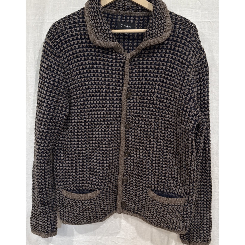 Brixton's Men's Cardigan Sweater Chunky Knit Button Up SZ Large Winter Cozy